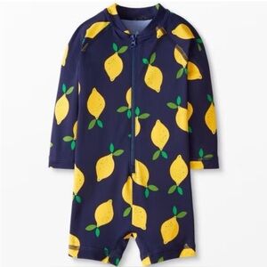 Hanna Andersson Navy and Yellow Lemon Kids Rashguard